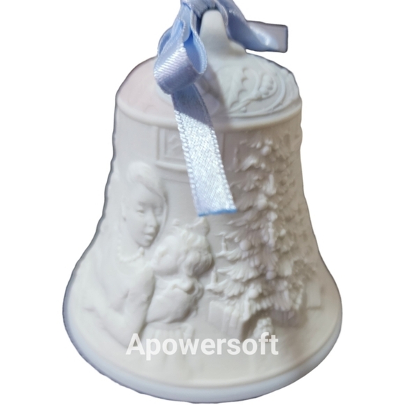 1998 Lladro Decorative Porcelain Bell with Blue Ribbon